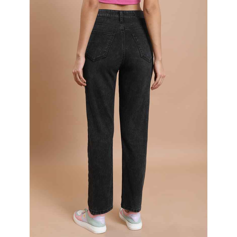 Tokyo Talkies Women's Straight Fit Light Fade Stretchable Jeans | Dark Grey - 32