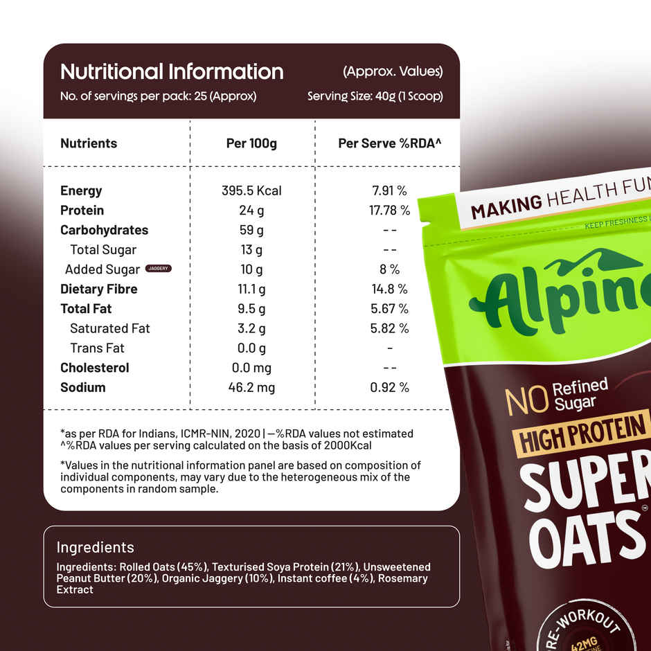 Alpino 24g High Protein Super Oats Classic Coffee with Rosemary Extract | No Refined Sugar & Salt