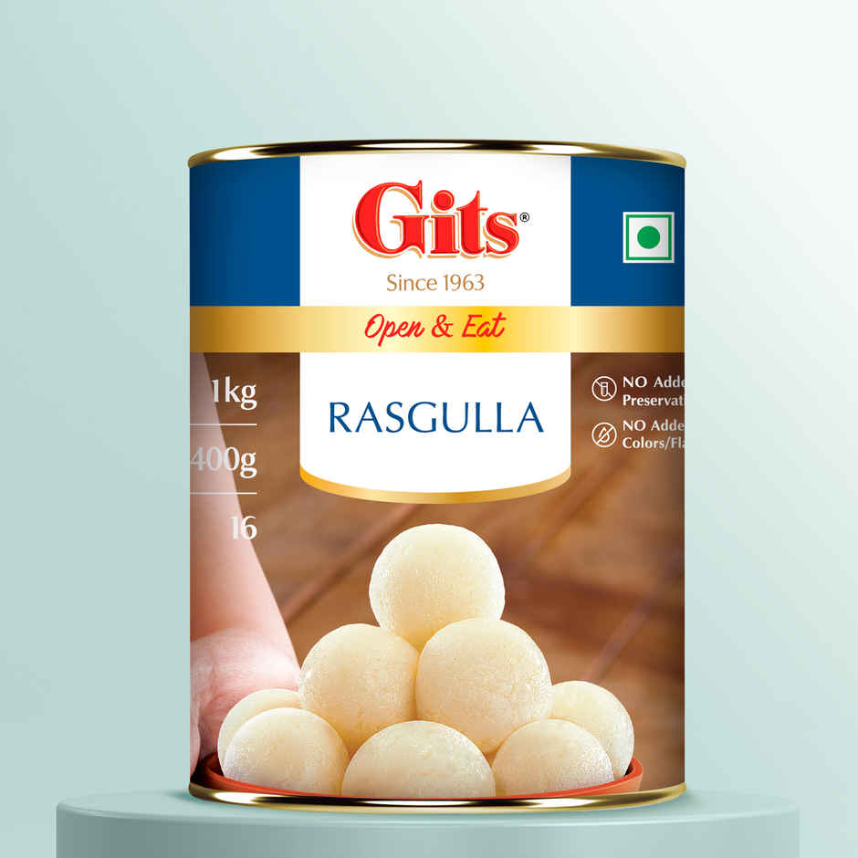 Gits Rasgulla Open & Eat Tin | Soft & Juicy