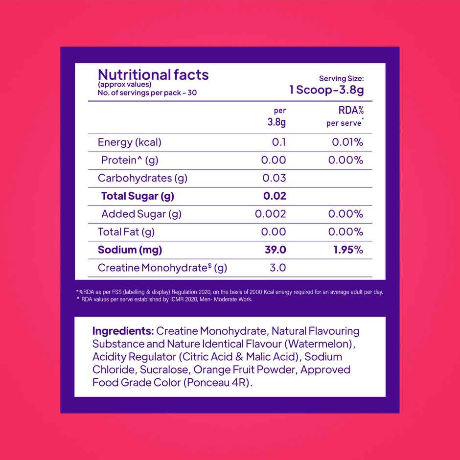 Yoga Bar Creatine Monohydrate-Micronized & Power-Packed  Strength & Performance, Watermelon Flavor