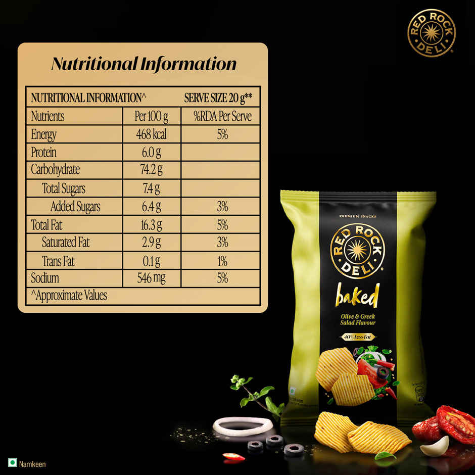 Red Rock Deli Baked Chips Greek Salad | 40% Less Fat Snacks