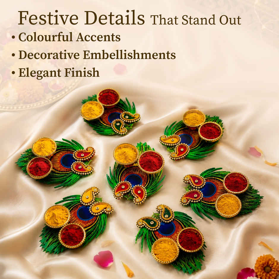 Puja Thali Peacock Feather Design for Rakhi, Pooja, Home Temple & Festive Decor | From House of Cycle