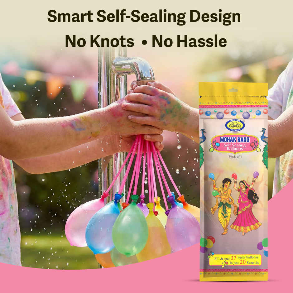 Mohak Rang Holi Self Sealing Water Balloons | Pack of 37 | Cycle