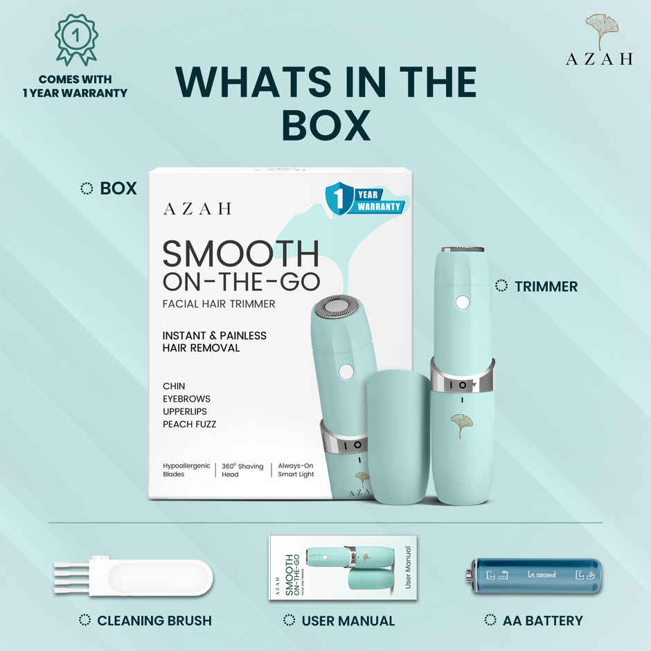Azah Electric Mini Facial Trimmer | Painless Hair Removal for Upper Lips | Chin & Peach Fuzz