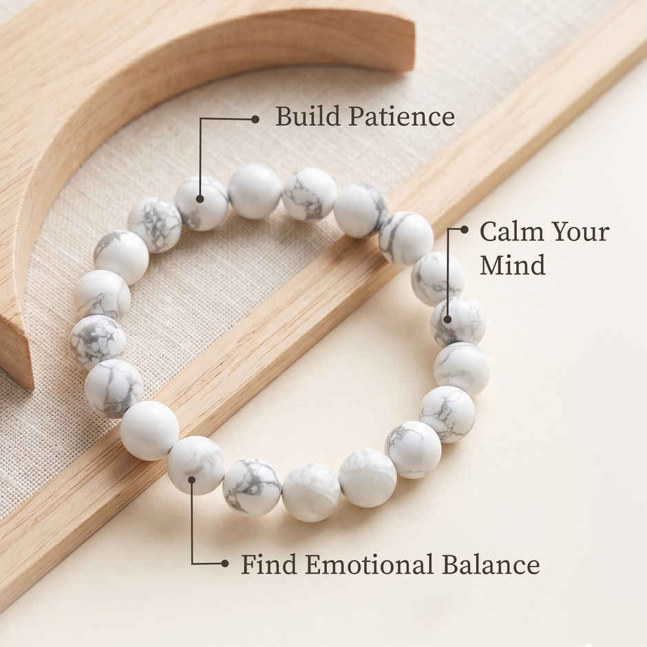 Mind and Soul Howlite Bracelet for Calmness & Better Sleep | Natural Gemstones | Pack of 1 | Cycle