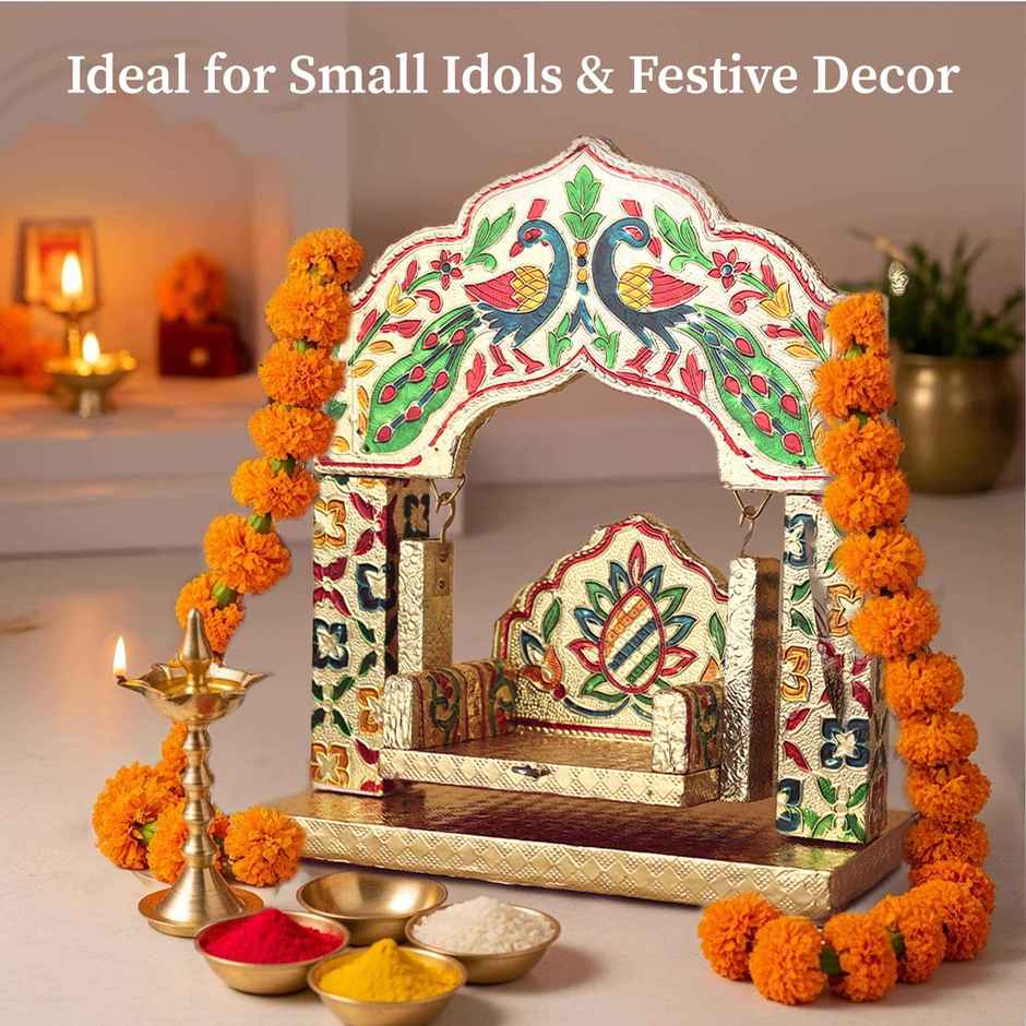 Peacock Aluminium Jhula for Laddu Gopal | Krishna Janmashtami Special