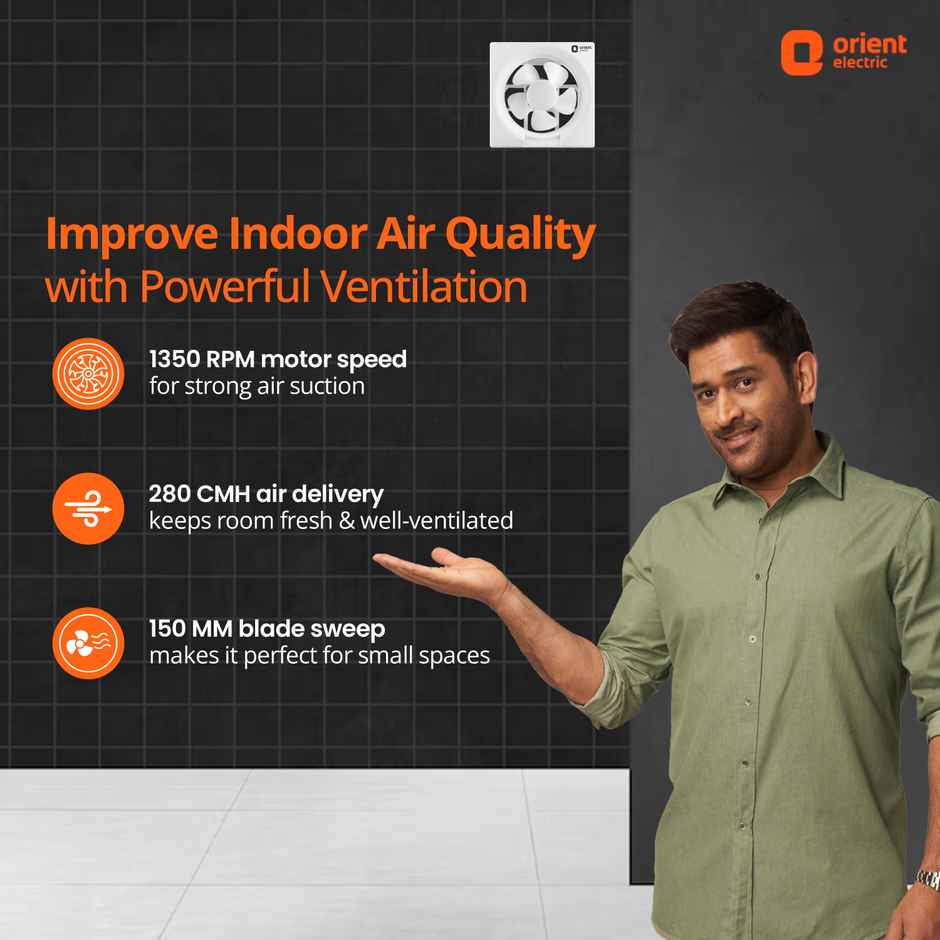 Orient Electric Ventilator, 150mm, 5 Blade, White