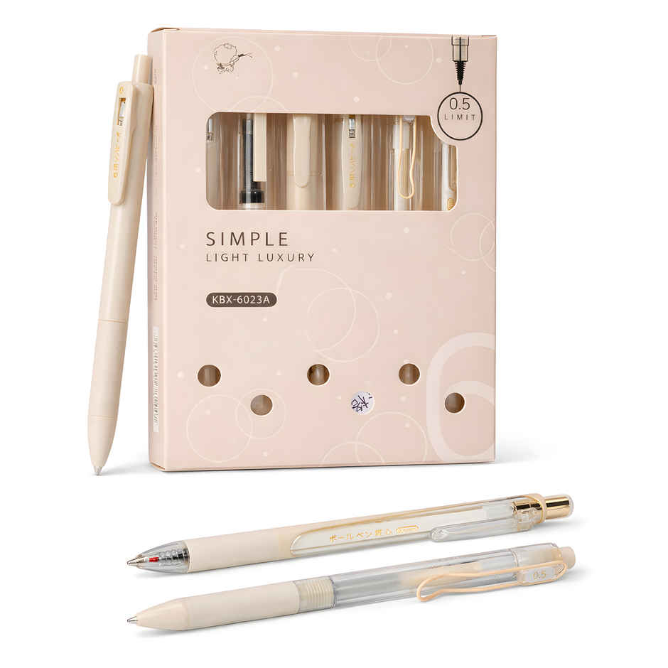 Toyshine Kawaii Click Pens | 0.5mm Fast Dry Neutral Pens | Beige