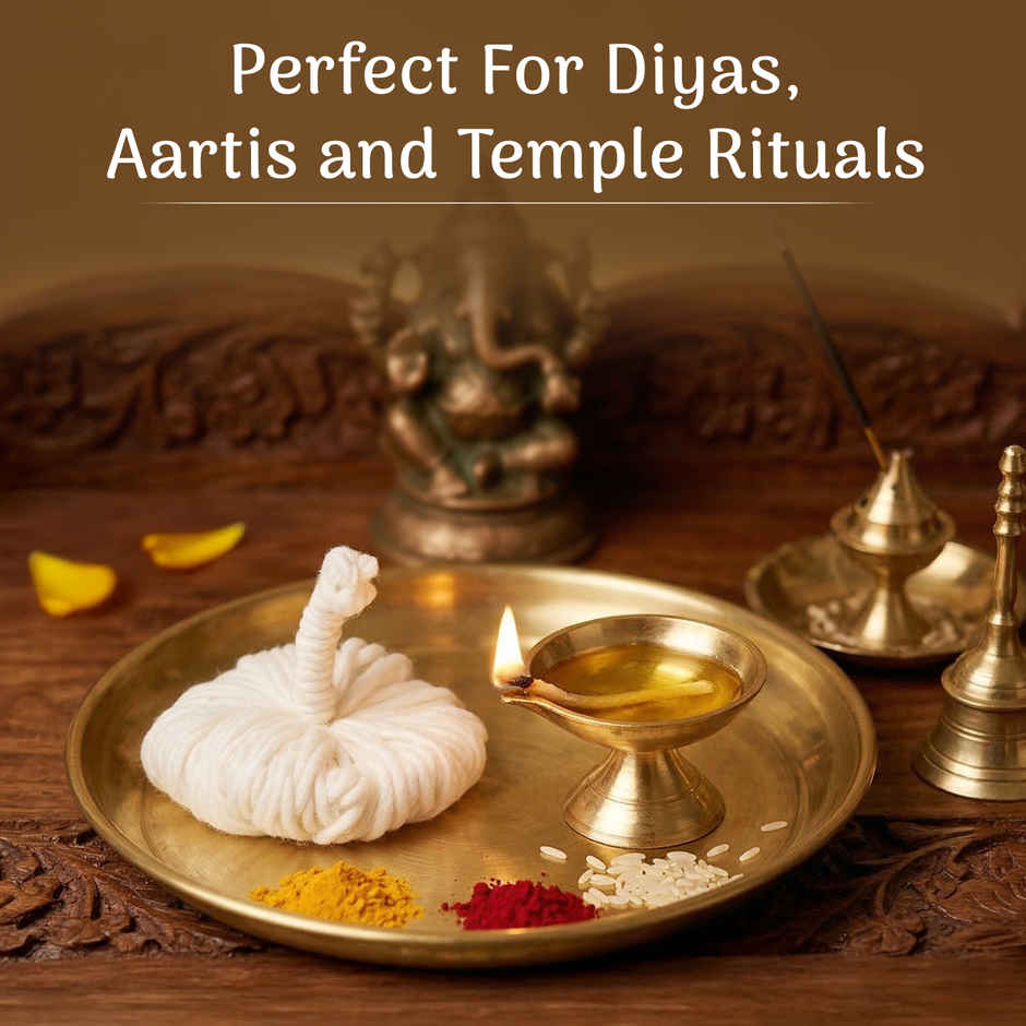 Navin 365 Cotton Wicks | White Diya Wicks for Oil Lamp | Deepam & Daily Pooja Use | House of Cycle