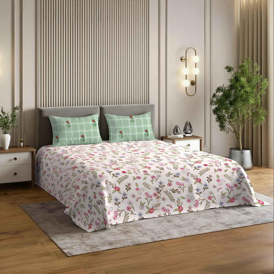 Dream Living 135 GSM King Bedsheet Set |275 x 275 cm| With 2 Pillow Covers