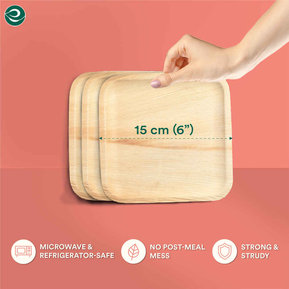 Eco Soul 6 inch Square | 10 Count | Palm Leaf Plate