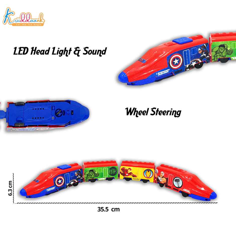 Kriiddaank Marvel Avengers RC Train Toy with Remote Control, Lights and Sounds, Rechargeable EMU