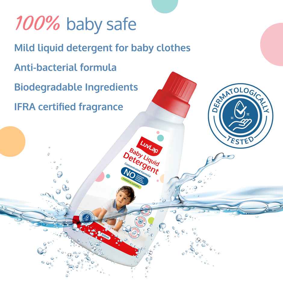 LuvLap Baby Laundry Detergent Bottle-  Safe for baby skin, Enriched in Aloe Vera   