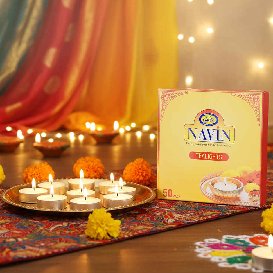 Navin Tealight Candles | Wax | Pack Of 50 | 8 g Each | Cycle