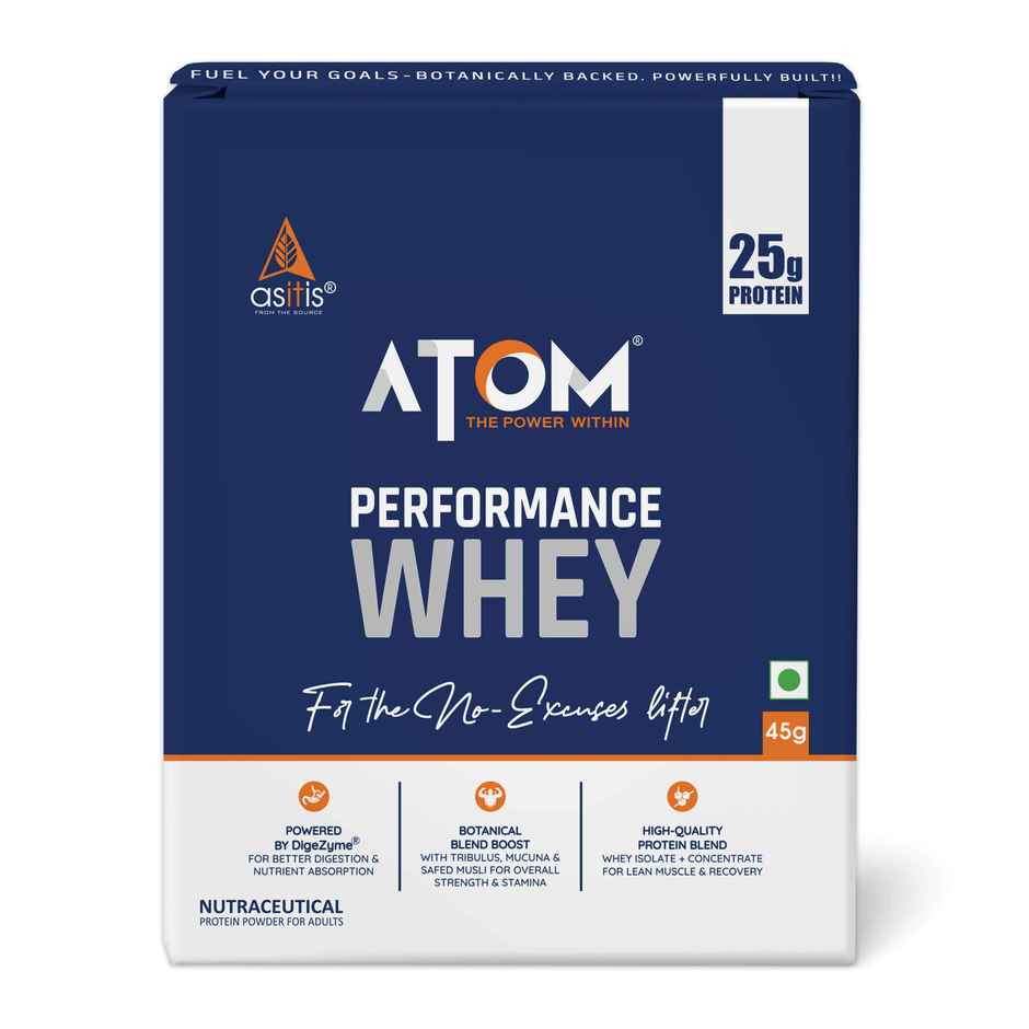 AS-IT-IS ATOM Performance Whey with Herbs & DigeZyme | 25g Protein | Chocolate