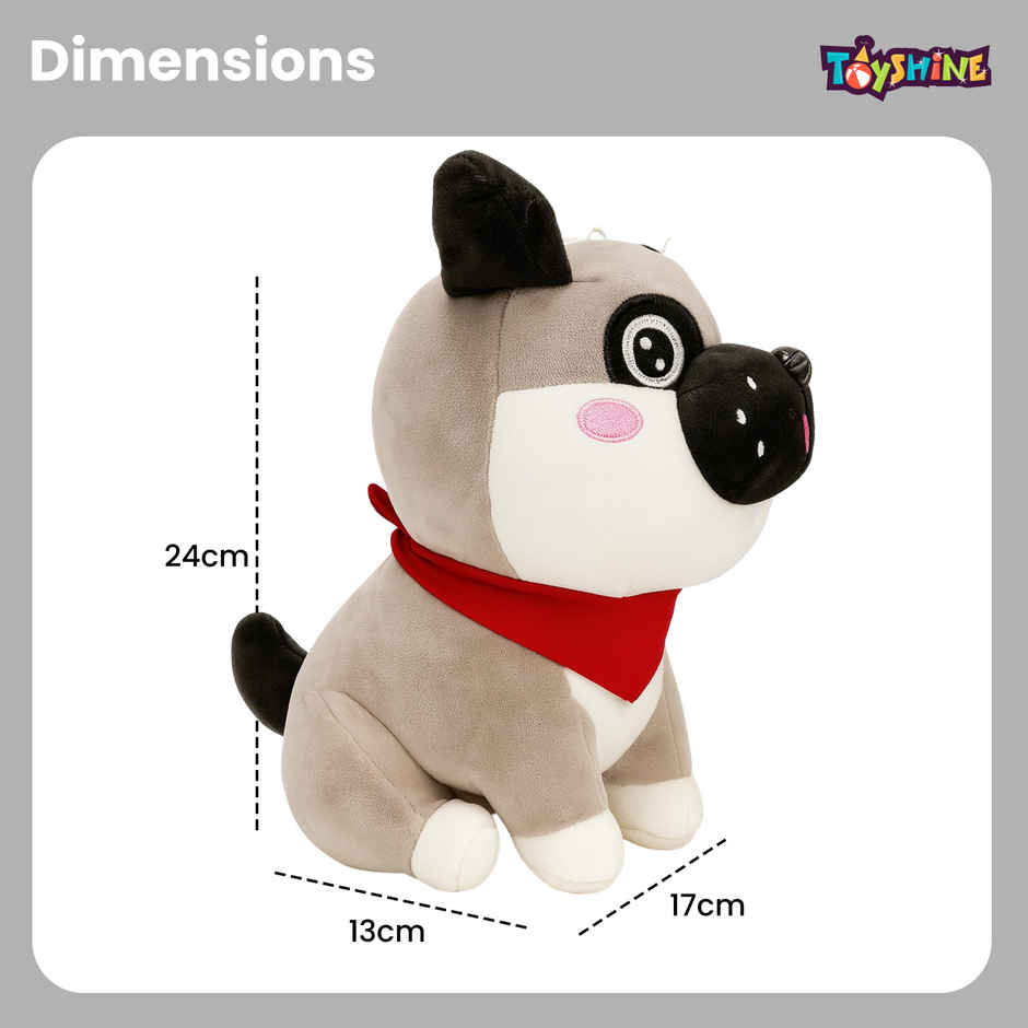 Spanker Puppy Soft Toy | Cute Plush Dog with Red Scarf for Kids Decor - 25 cm