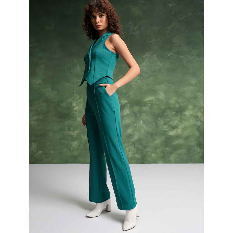 Tokyo Talkies Women's Vest Blazer With Trousers | Green - M