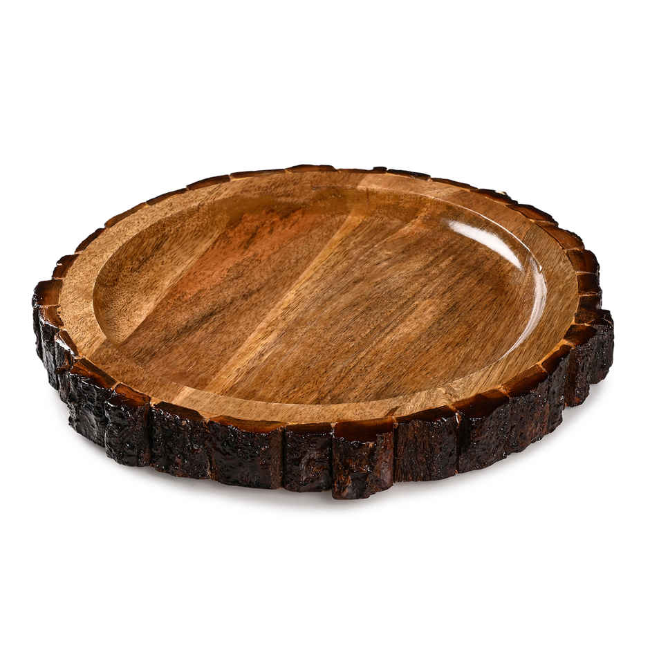 Estoria Collective Mango Wood Bark Serving Platter 25x25cm