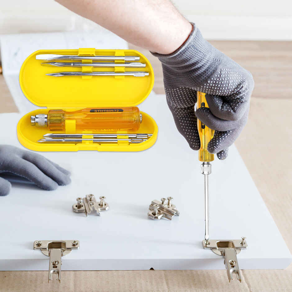 STANLEY STHT60572-8B 5 Pcs Screwdriver Set - Yellow & Silver, Comes With a Case