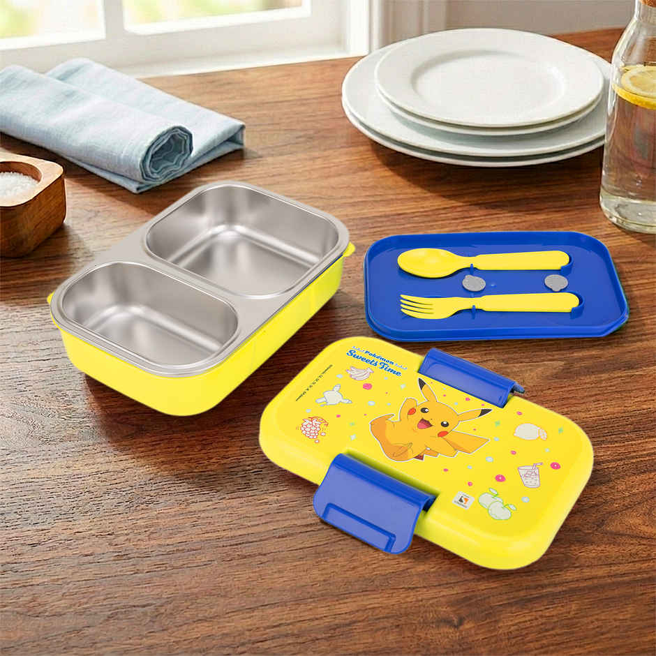 Striders Pokemon Double Compartment Lunch Box With Cutlerys Multicolor | 460 ml
