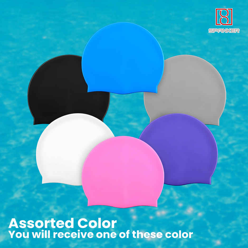 Spanker Sports Stretchable Silicone Swimming Cap, Anti-Slip Waterproof Swim Cap