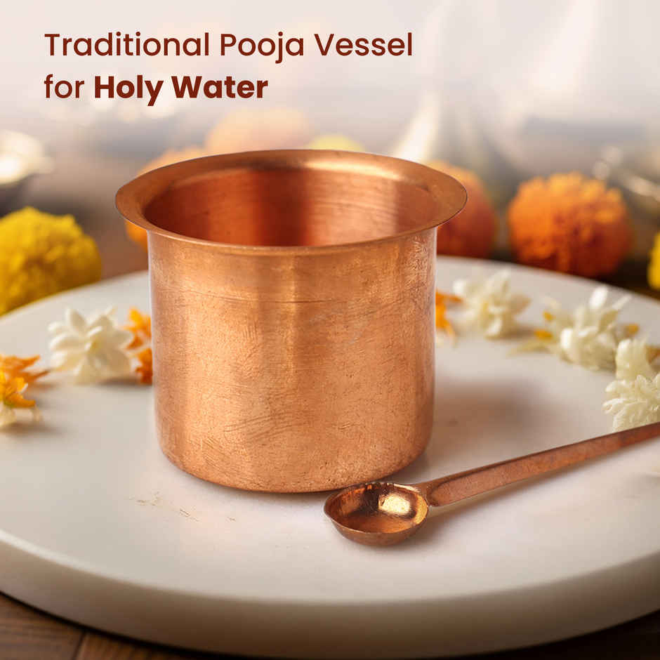 Copper Panchpatra with Spoon | Puja Utensil | Cycle