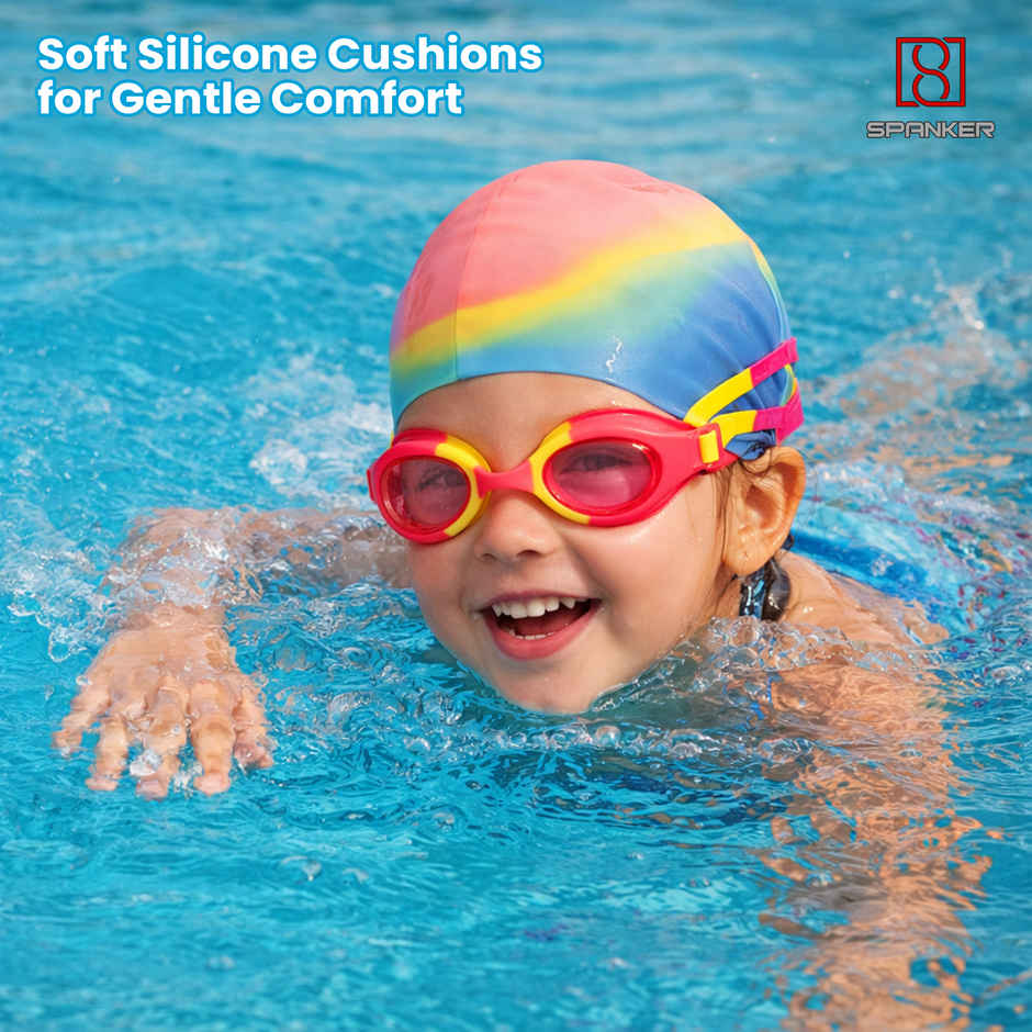 Spanker Sports Girls Swimming Set Cap, Goggles, Ear Plugs & Nose Clip Kids