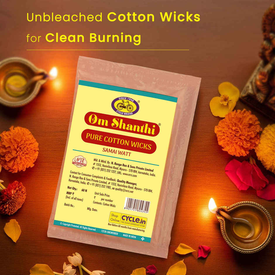Om Shanthi Long Cotton Wicks Samai Watt | Cycle
