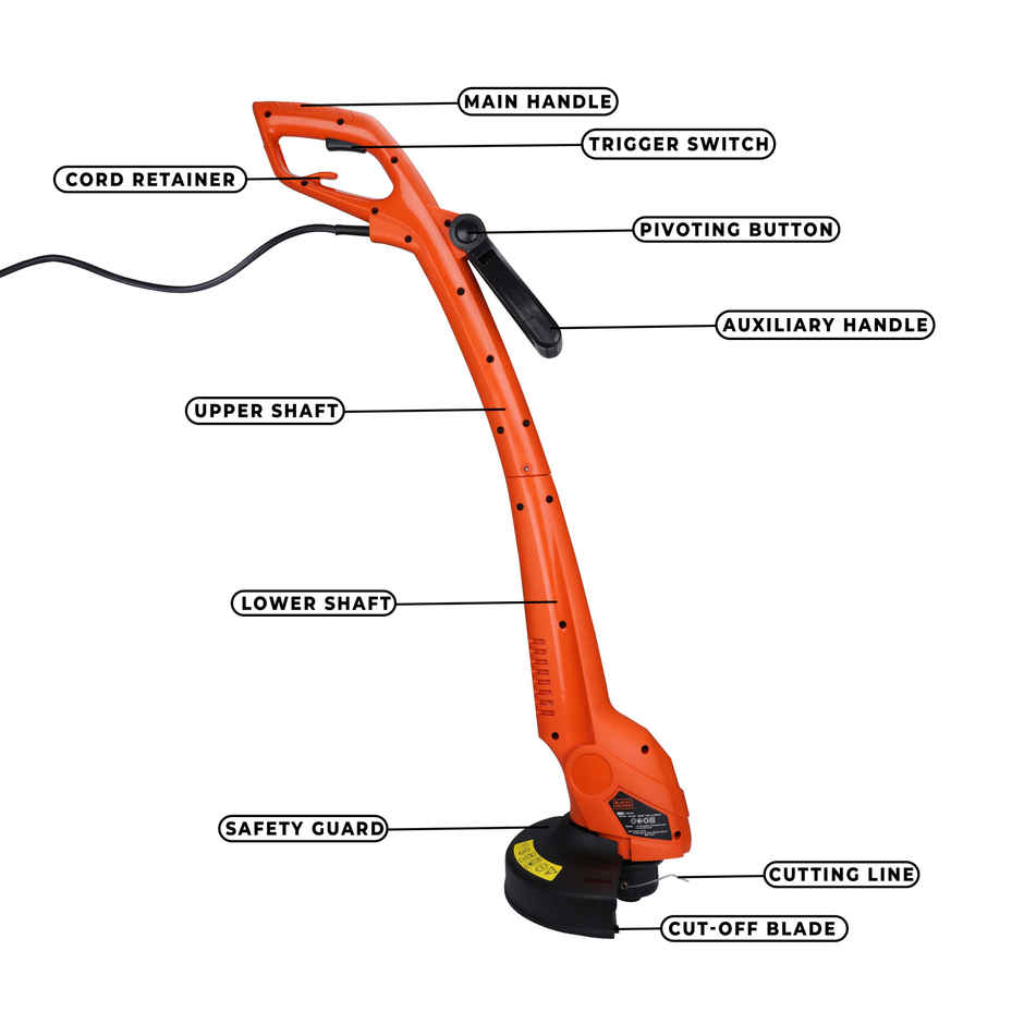 BLACK+DECKER GL350L-B1 String Trimmer, 350W, 13000 RPM, 25cm Cutting Swath, Dual Handed