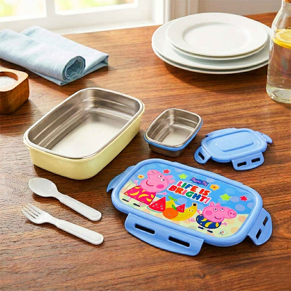 Striders Peppa Pig Single Compartment Lunch Box With Cutlerys Multicolor | 310 ml