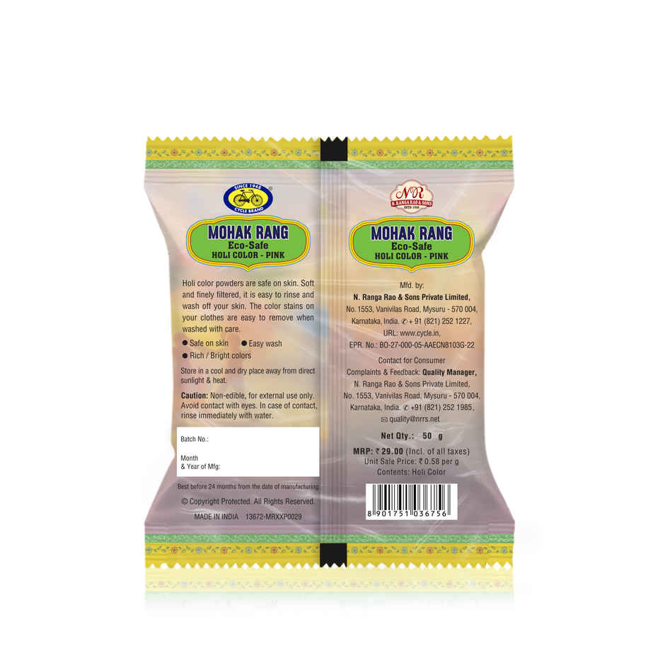 Mohak Rang Eco-Safe Holi Colour | Pink | Cycle