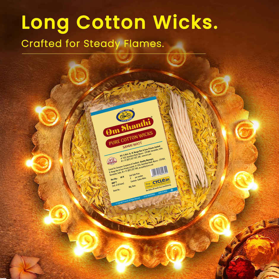 Om Shanthi Long Cotton Wicks Samai Watt | Cycle