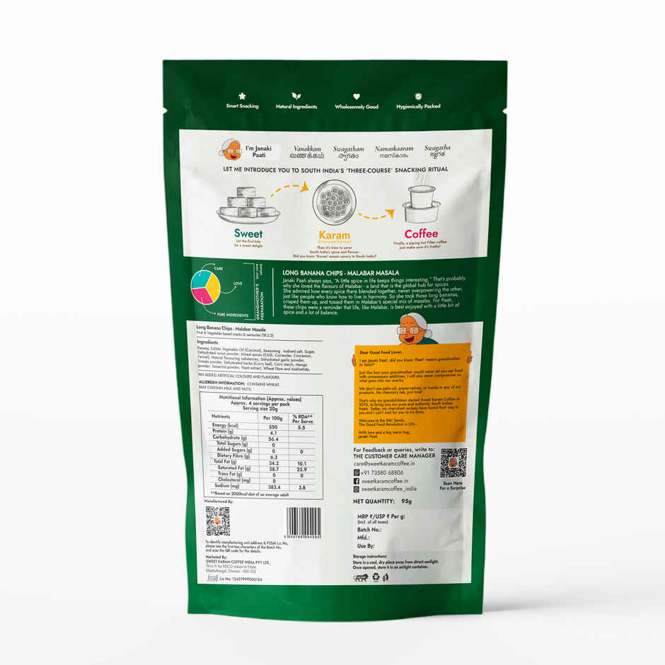 Sweet Karam Coffee Kerala Malabar Masala | Long Banana Chips | No Palm Oil