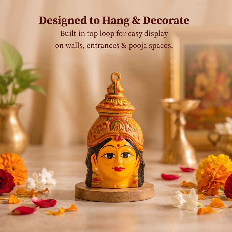 Varamahalakshmi 6 inch Aluminium Idol | Decorative Goddess Face for Pooja