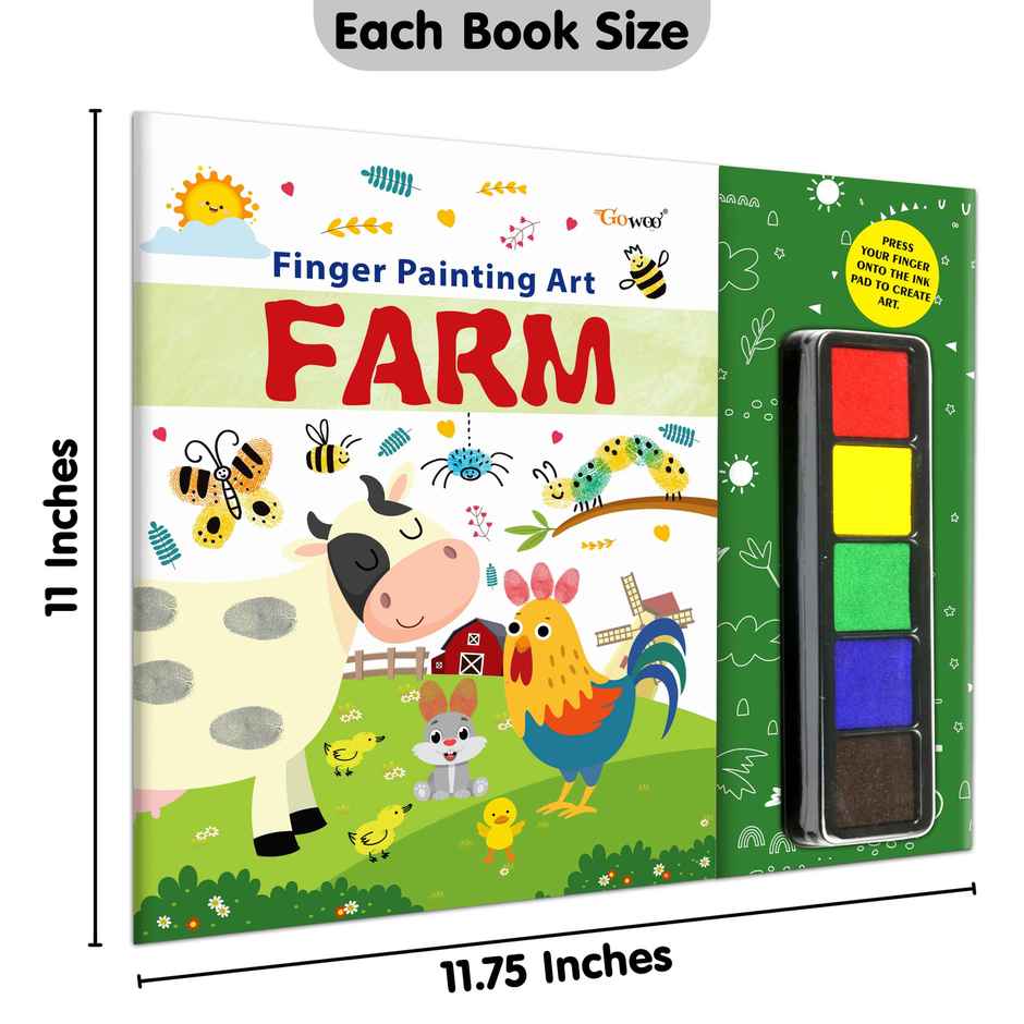 Farm - Fingerpainting and Colouring Art- Fun Colouring & Painting Art With Thumbprint for Ages 4-9