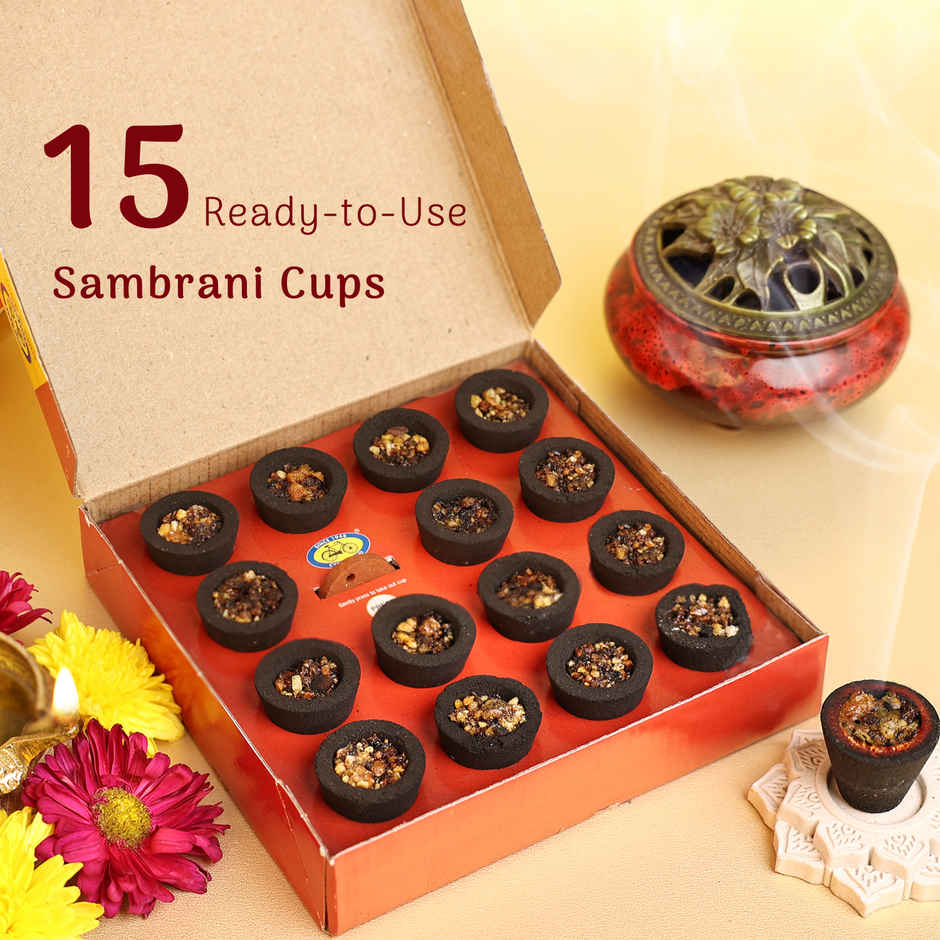 Pure Navin Sambrani Dhoop Cups For Pooja | 15 Cups | Cycle Combo
