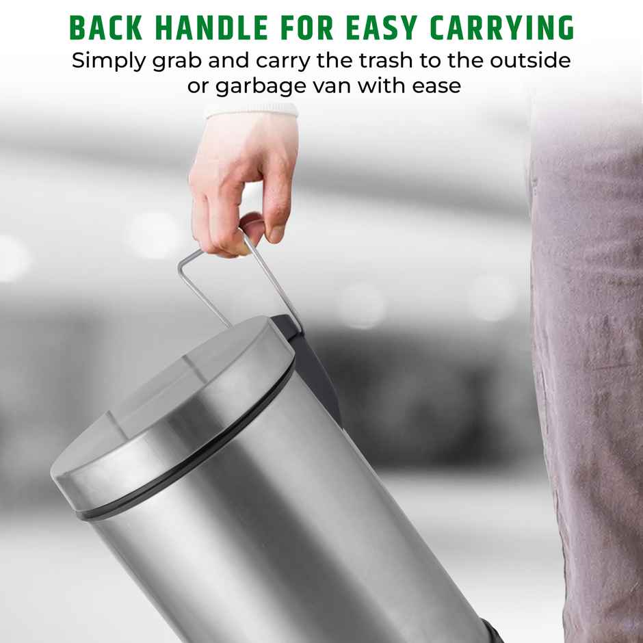 Robustt Stainless Steel Dustbin - 5 L | Silver