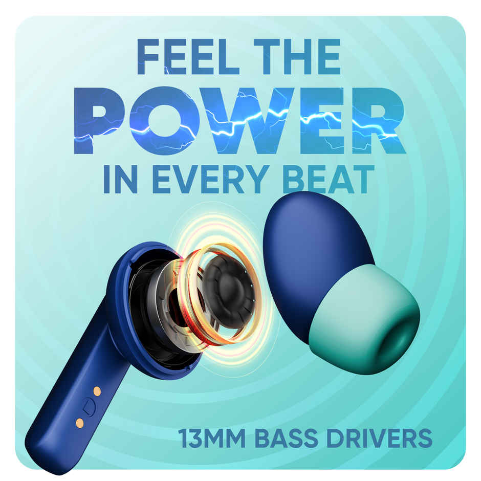 Mivi DuoPods Sync TWS, 60H Playtime, 13mm Drivers, AI ENC Calls, IPX4, BT 5.3