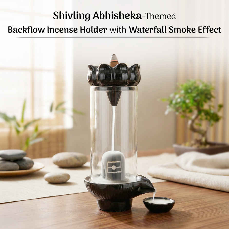 Shivling Abhisheka Ceramic Backflow Incense Cone Holder & Cones | From House of Cycle