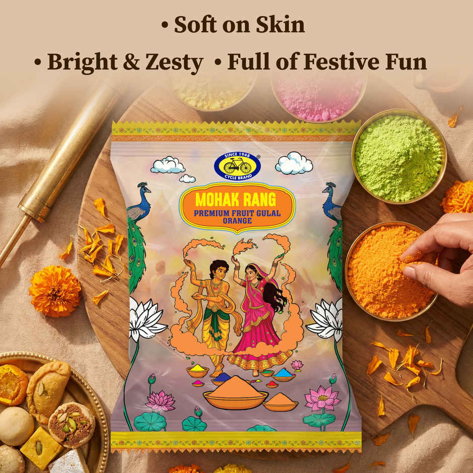 Mohak Rang Fruit Holi Gulal | Premium Orange | Cycle