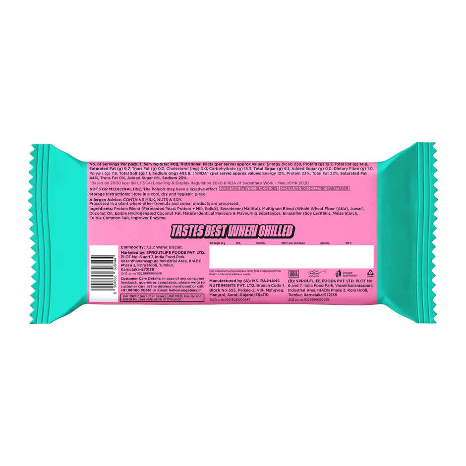Yoga Bar Protein Wafer with 10g Protein | Strawberry Pop | 0% Maida