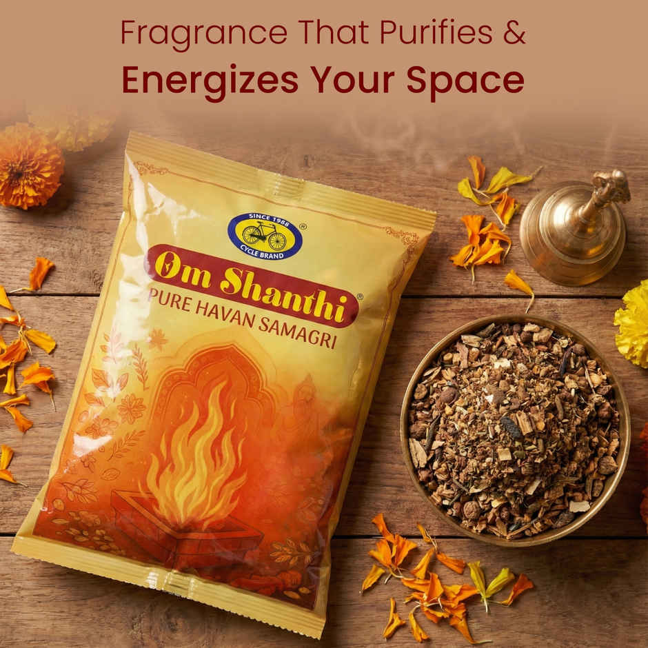 Pure Om Shanthi Havan Samagri | Premium Puja & Ritual Blend for Sacred Offerings | Cycle
