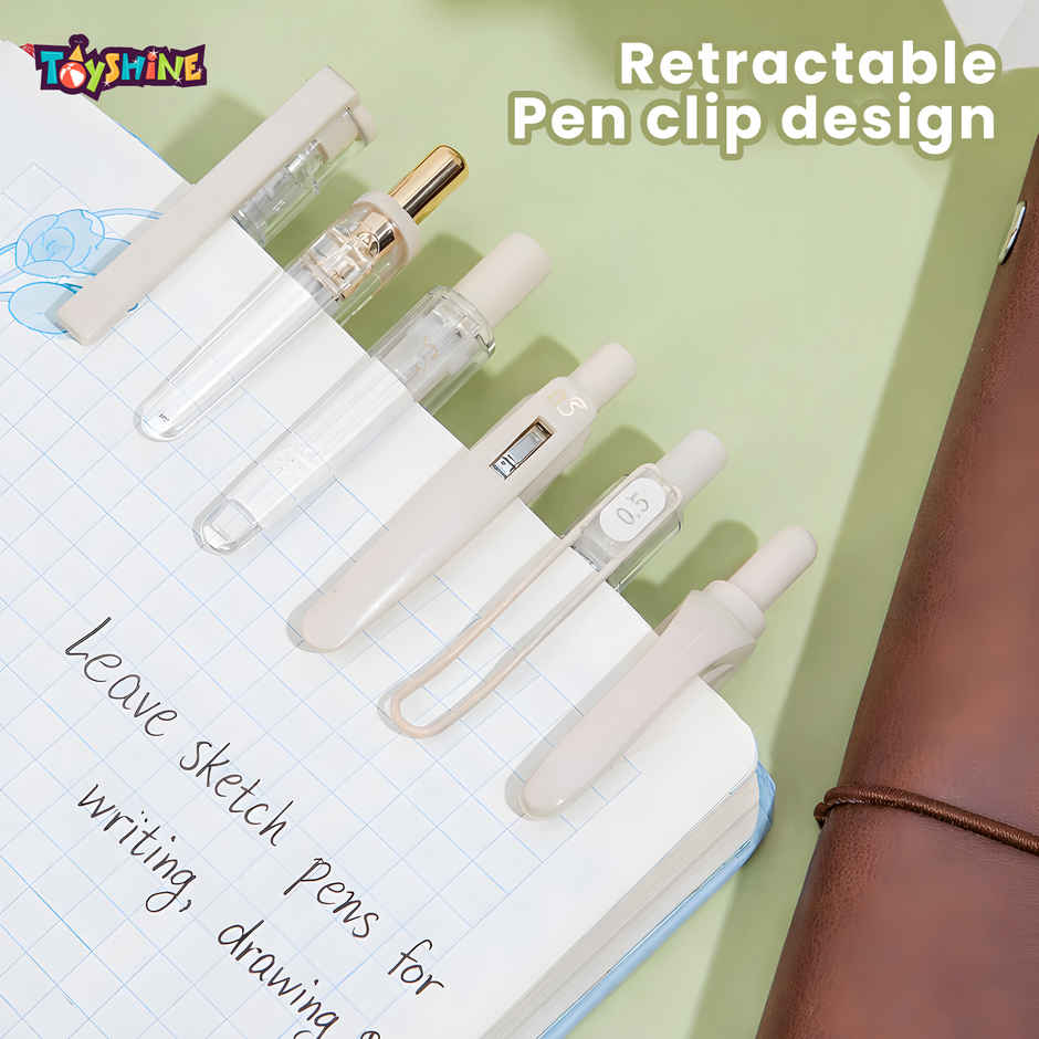 Toyshine Kawaii Click Pens | 0.5mm Fast Dry Neutral Pens | Beige