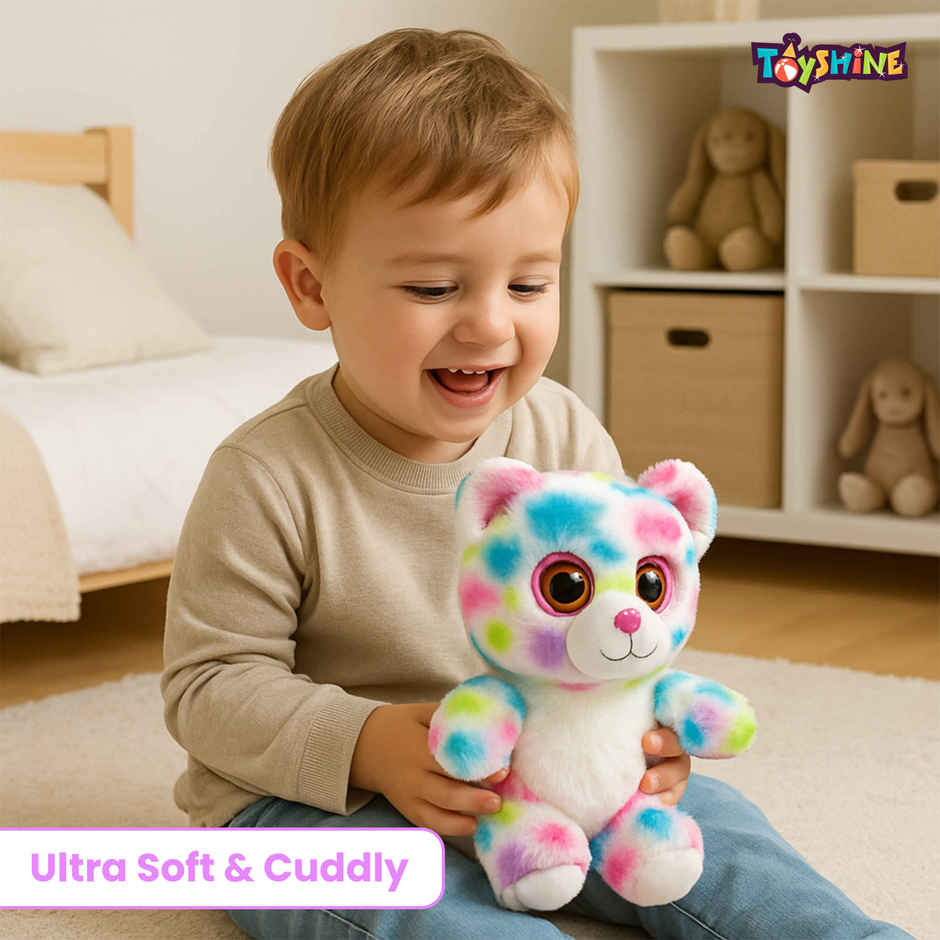 Spanker Multicolor Teddy Soft Toy Plush Bear with Glitter Eyes for Kids | 20 cm