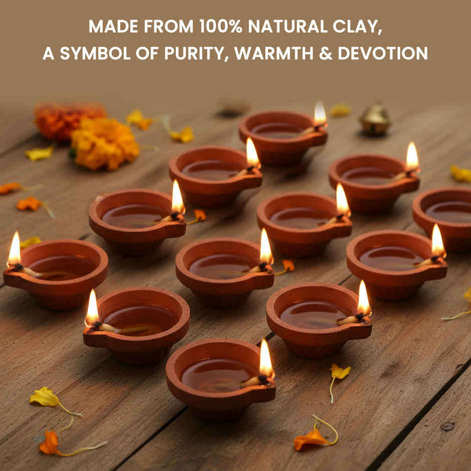 Navin Handmade Mitti Diya | Kacha Diya | Traditional | Clay | Pack Of 12 | Cycle