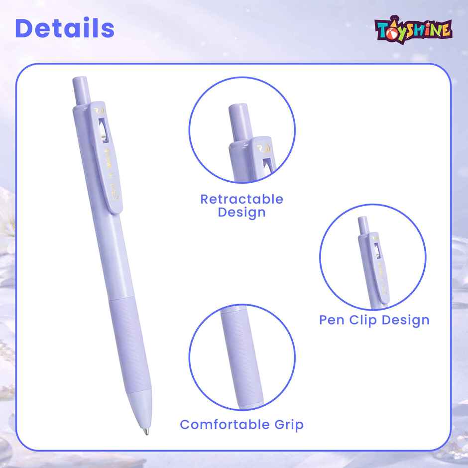 Toyshine Kawaii Click Pens | 0.5mm Fast Dry Neutral Pens | Purple
