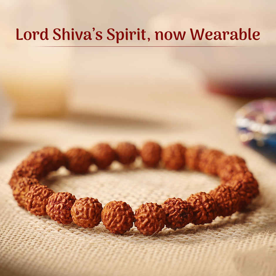 5 Mukhi Rudraksha Om Shanthi Bracelet for Spiritual Wear | Cycle Pure