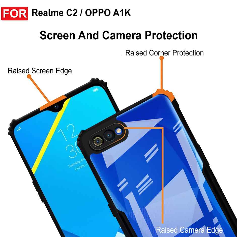 Zapcase Back Cover for Realme C2, OPPO A1K | Matte-Black