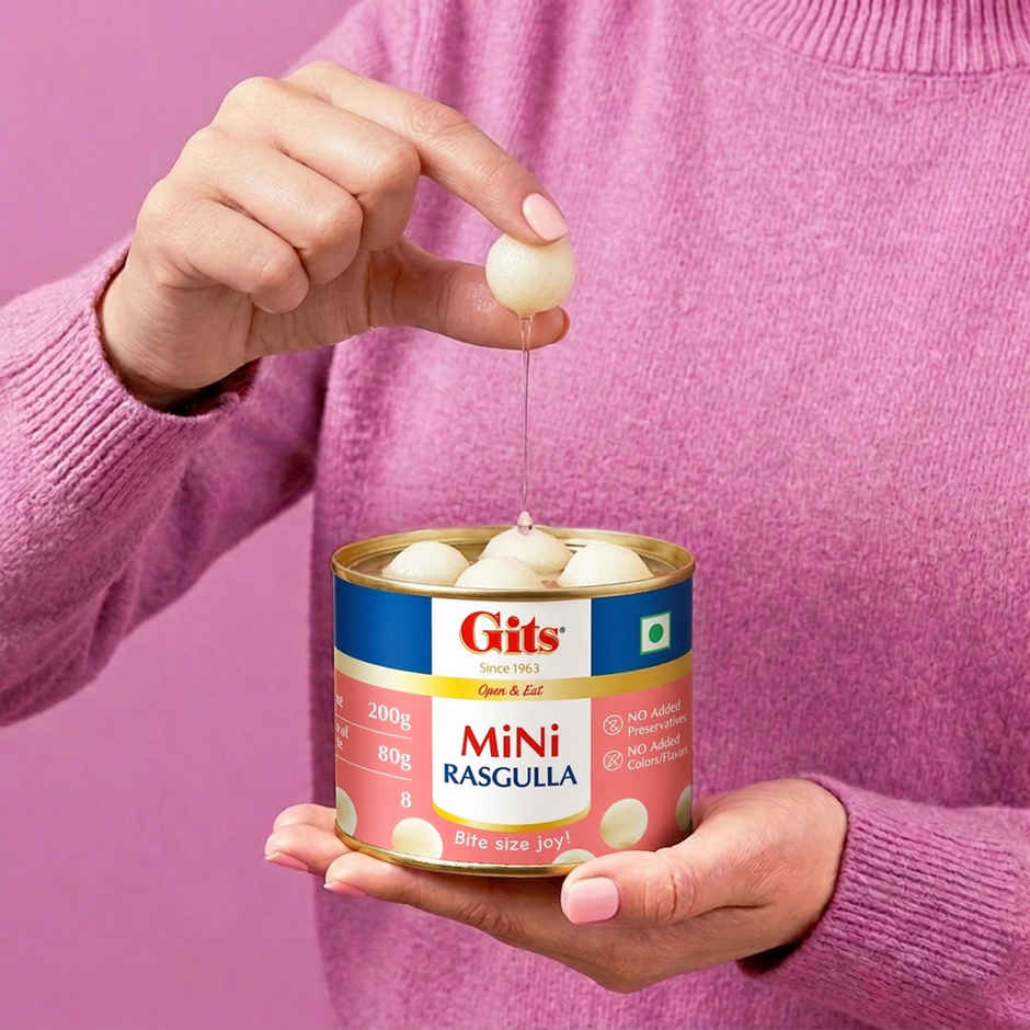 Gits MiNi Rasgulla Open & Eat Tin | Soft & Juicy