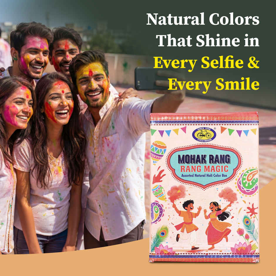 Mohak Rang Rang Magic Assorted Natural Holi Colour Box | 5 x 75 g | Cycle